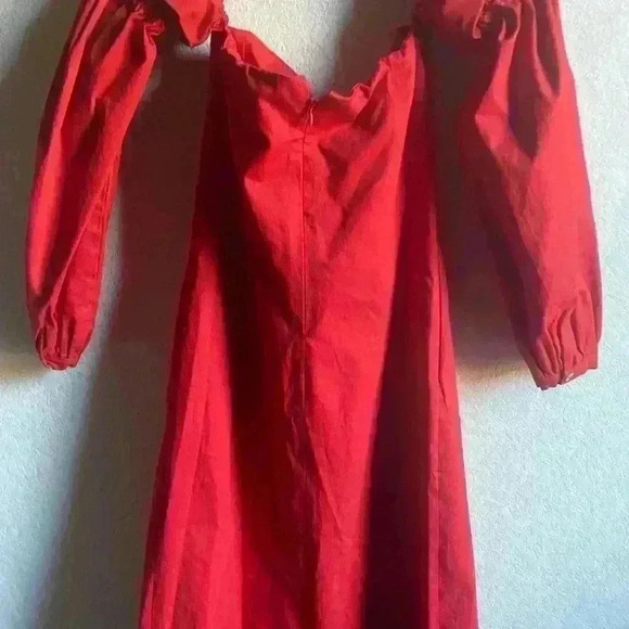 ÀCHEVAL PAMPA  Net Sustain Nube Off-The-Shoulder Stretch-Cotton Red Midi Dress M - Picture 12 of 16